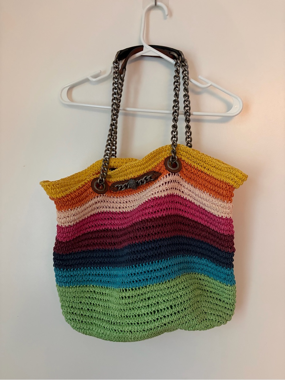Kurt Geiger Chelsea Rainbow Raffia Tote